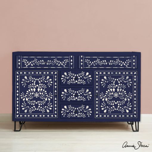 Faux-Bone-Inlay-Stencil-Furniture-Oxford-Navy-and-Antoinette-Background