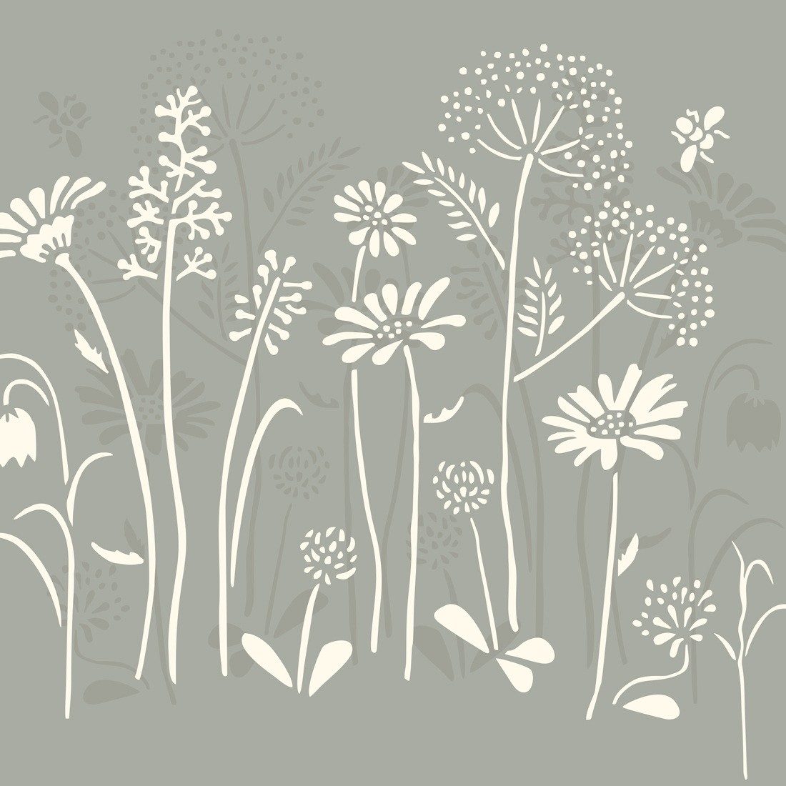Meadow-Flowers-Old-White-and-Paris-Grey-schablon-Annie-Sloan-Chalkpain-angsblommor-mala-mobler-tapet-vagg