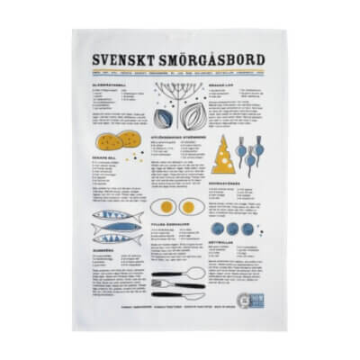 handduk-smorgasbord-svenskt-text-kok-present-recept-sill-kottbullar